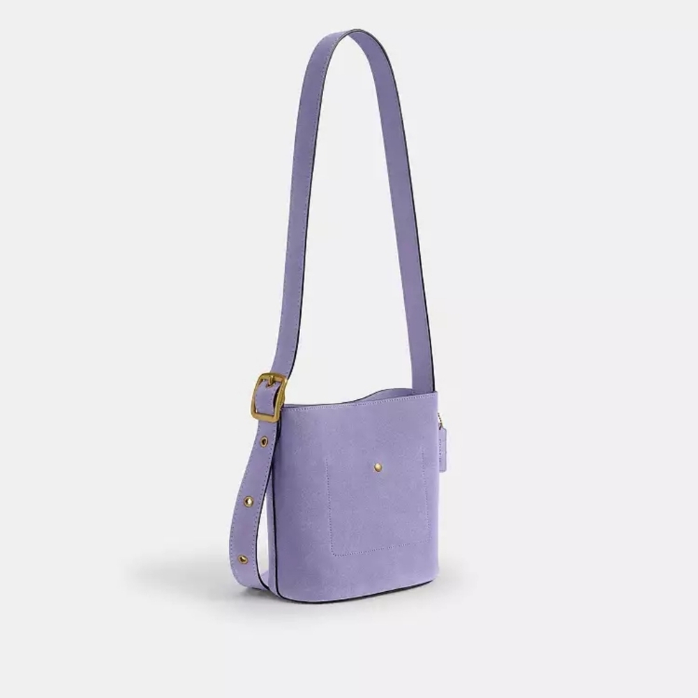 COACH Suede Bleecker Bucket Bag 21 Lavender Crossbody Pouch CCW84 NWT - Picture 5 of 13